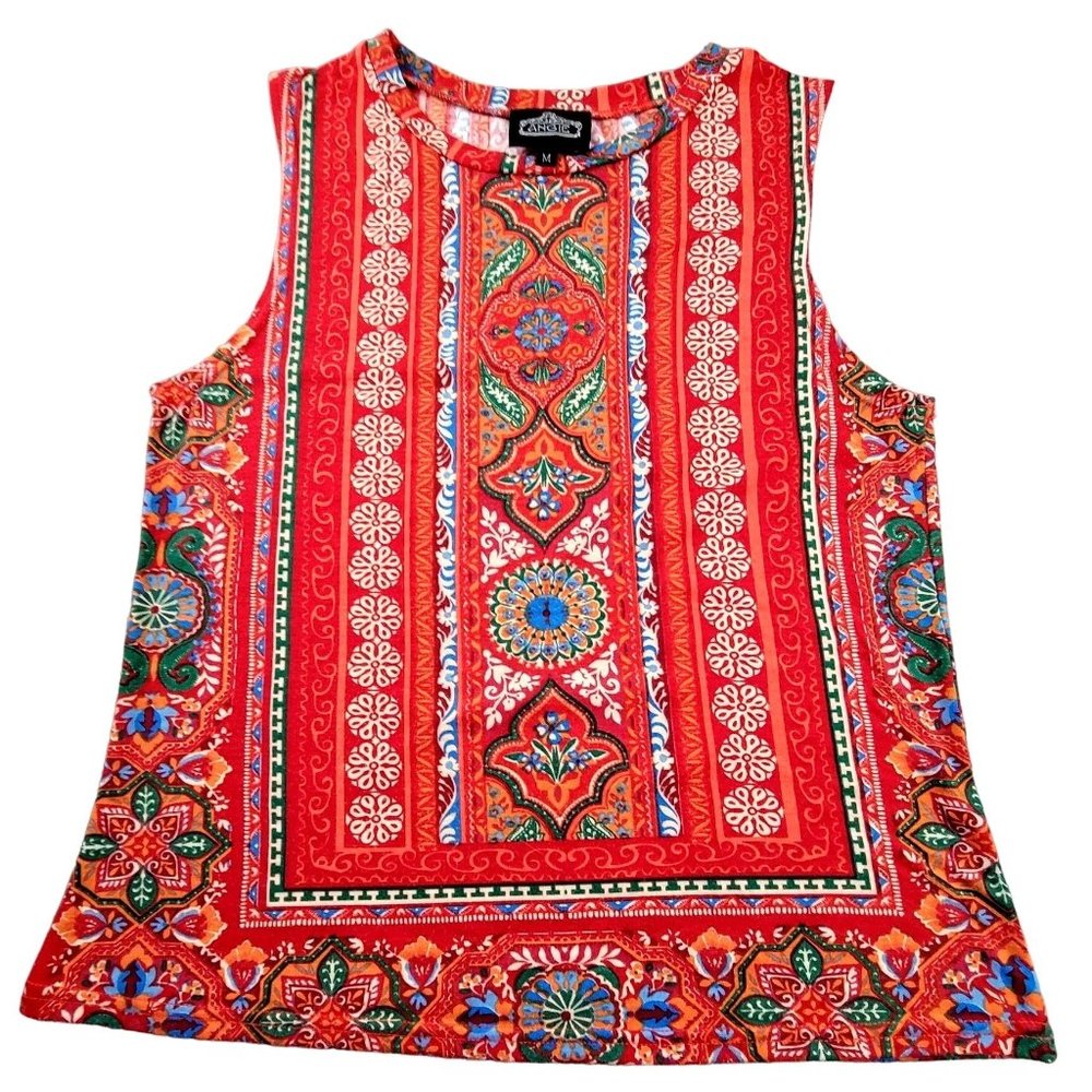 Angie Women's Multi Colored Sleeveless Knit Top size Medium ... JH1521